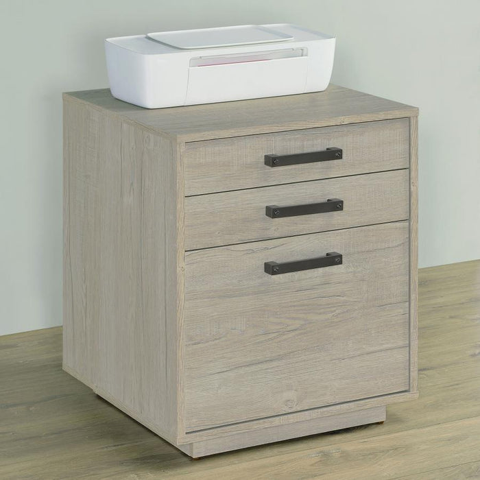 Loomis - 3-Drawer Home Office File Cabinet - Whitewashed Gray - Simple Home Plus
