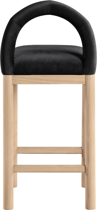Conrad - Velvet Counter Stool With Natural Legs