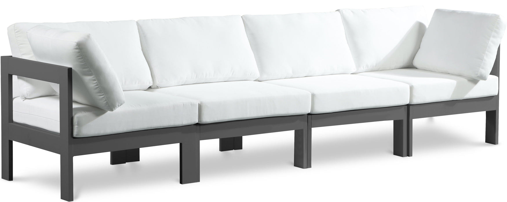Nizuc - Outdoor Patio 4 Seat Modular Sofa With Gray Frame - Simple Home Plus