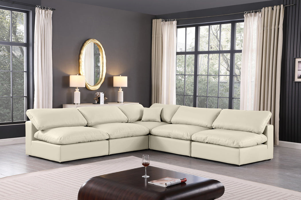 Comfy - 5 Piece Faux Leather Modular Corner Armless Sectional - Simple Home Plus