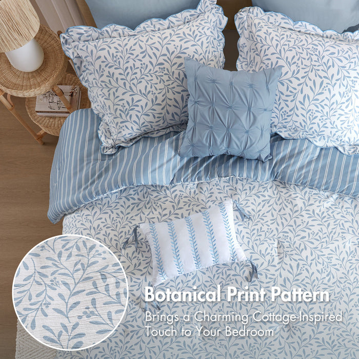 Darcy - 5 Piece King Print Comforter Set - Blue - Simple Home Plus