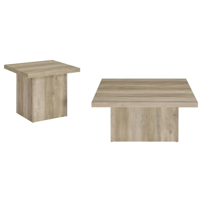Devar - Square Coffee End Table Set - Distressed Pine - Simple Home Plus