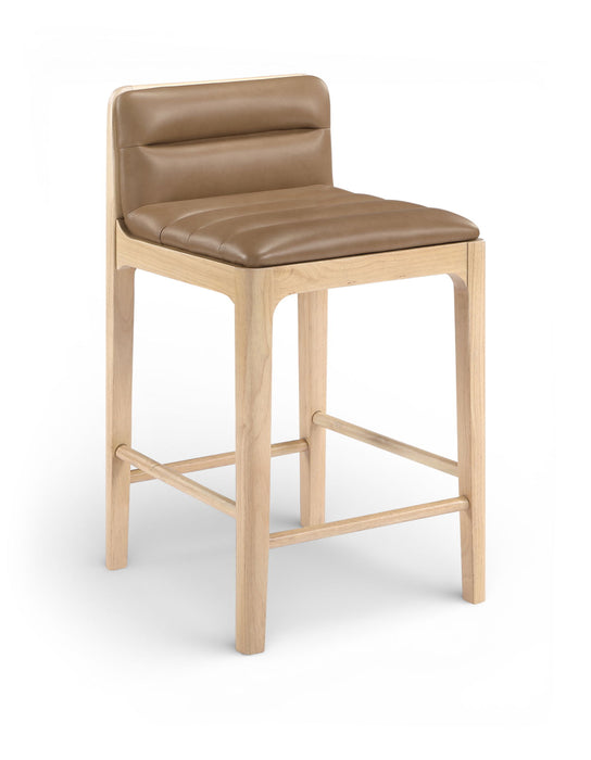 Ellis - Vegan Leather Upholstered Counter Stool (Set of 2) - Tan / Natural - Simple Home Plus
