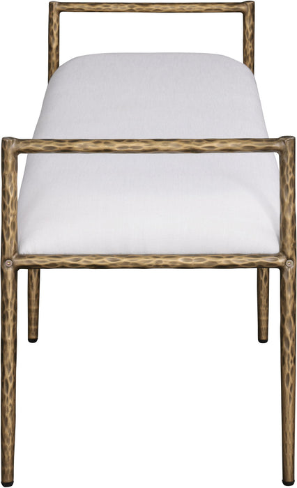 Axis - Linen Textured Cream Fabric Upholstered Bench - Simple Home Plus