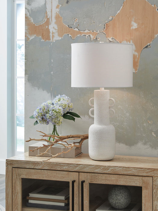 Perringhill - Metal Table Lamp - Distressed White - Simple Home Plus