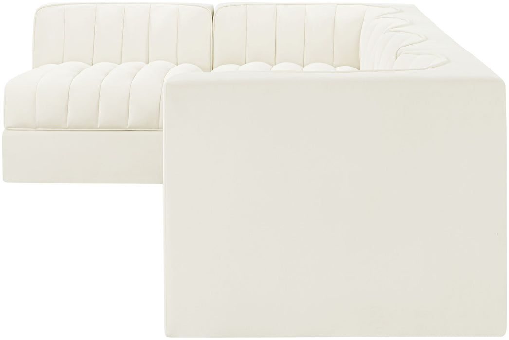 Rummi - Velvet Performance Fabric Upholstered 5 Piece Modular Sectional, L-Shaped (Right) - Simple Home Plus