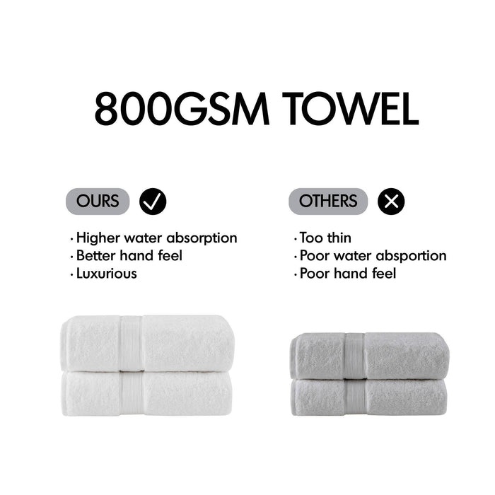 800GSM - 2 Piece Set Bath Sheet Antimicrobial - White - Simple Home Plus