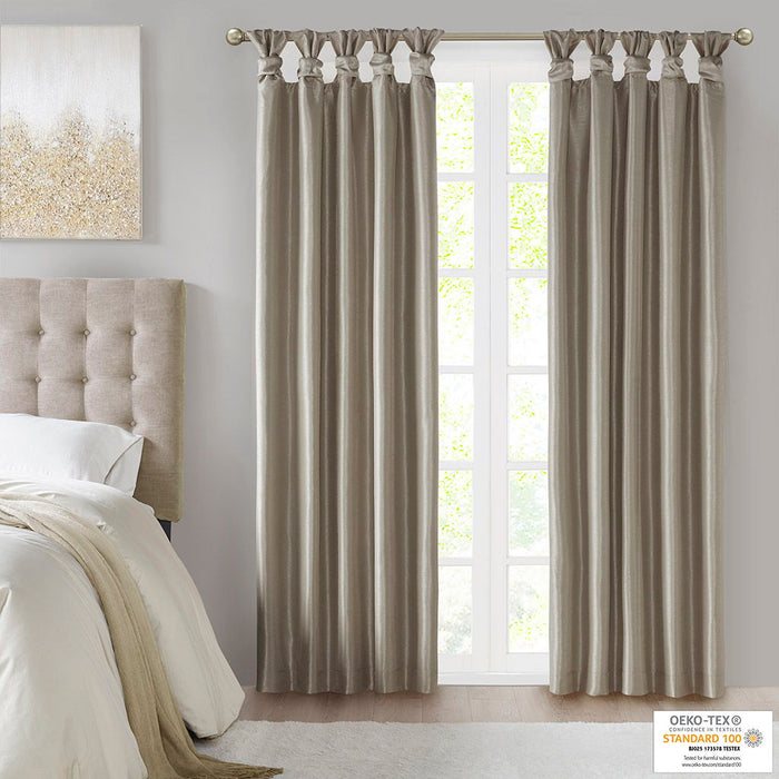 Emilia - 95" Twist Tab Total Blackout Window Curtain - Pewter - Simple Home Plus