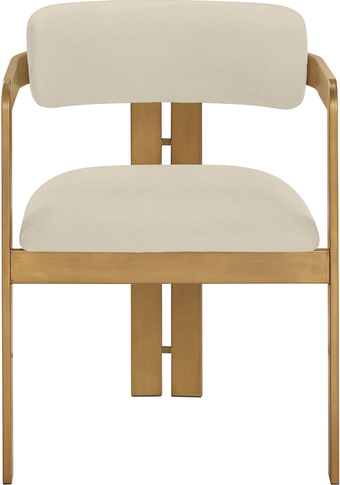 Aurum - Vegan Leather Upholstered Dining Chair With Brushed Brass Base (Set of 2) - Simple Home Plus