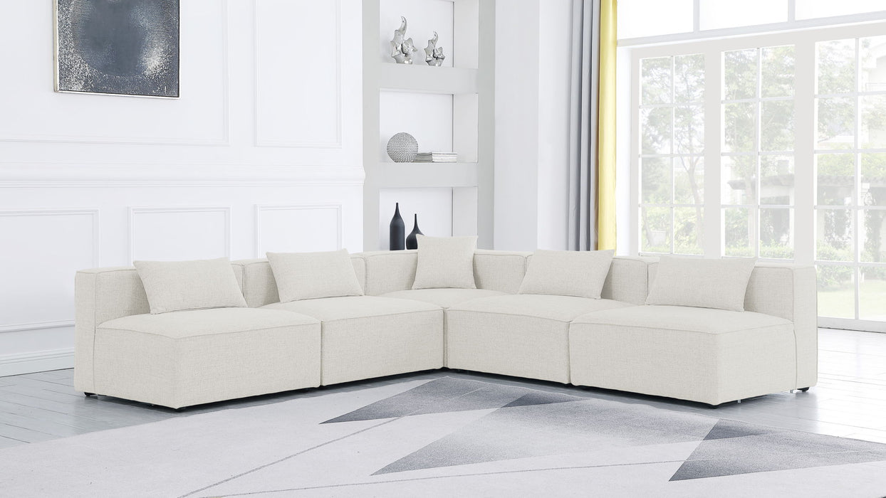 Cube - Linen 5 Piece Modular Corner Armless Sectional - Simple Home Plus