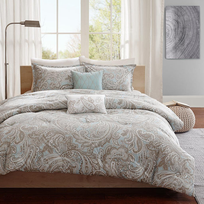 Ronan - 5 Piece Comforter Set - Blue - Simple Home Plus