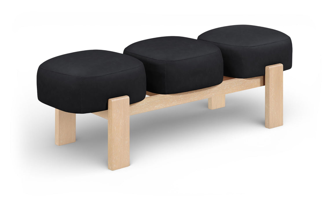 Woodcrest - Vegan Leather Upholstered Bench - Painted Natural Base - Simple Home Plus