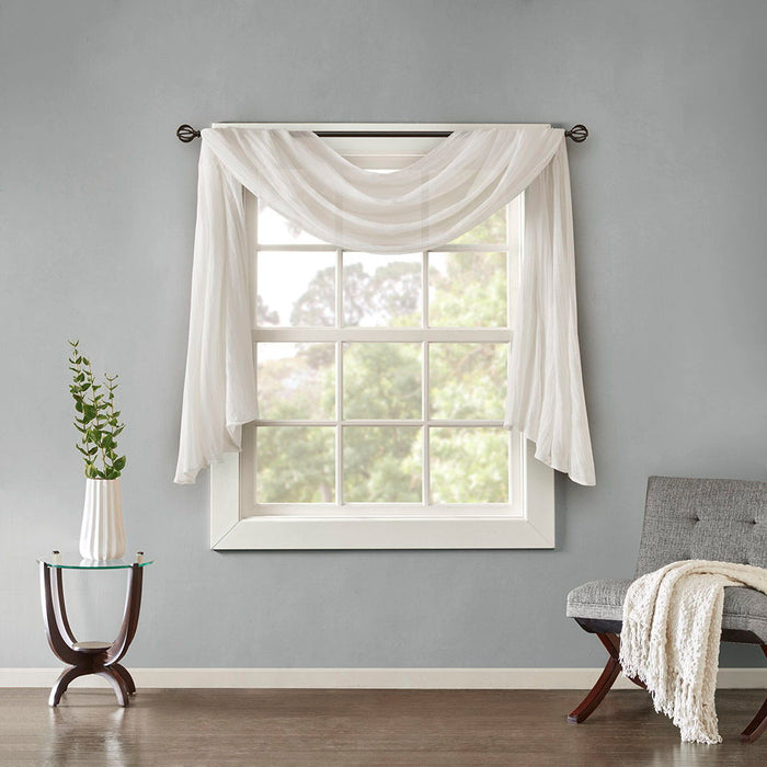 Harper - Solid Crushed Scarf Sheer - White - Simple Home Plus