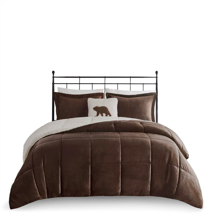 Alton - Down Alternative Comforter Set - Brown / Ivory - Simple Home Plus