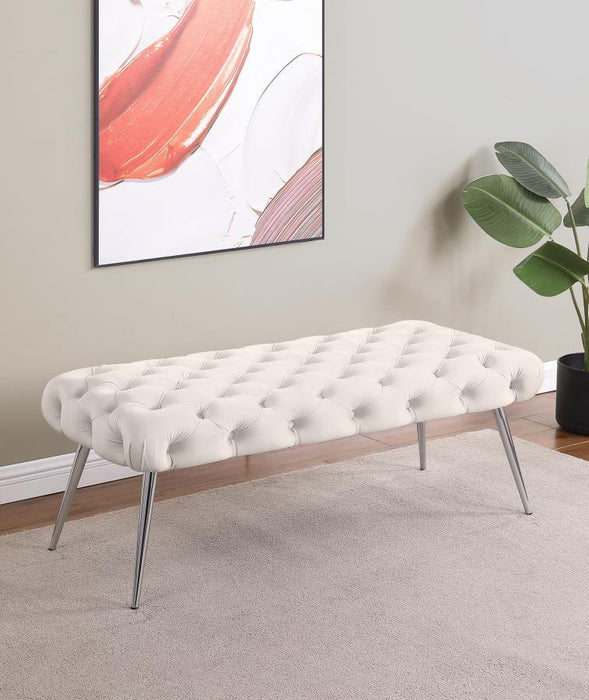 Ella - Upholstered Tufted Bench Metal Legs - Simple Home Plus