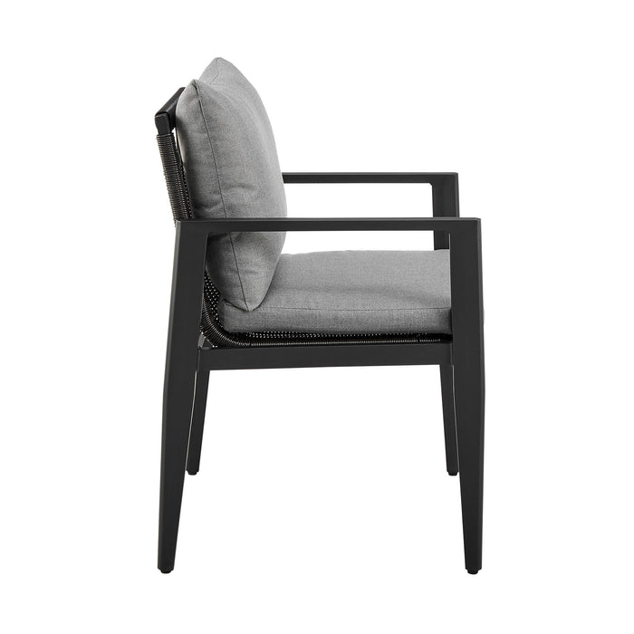 Cayman - Outdoor Patio Dining Chairs With Arms In Aluminum With Gray Cushions - (Set Of 2) - Simple Home Plus