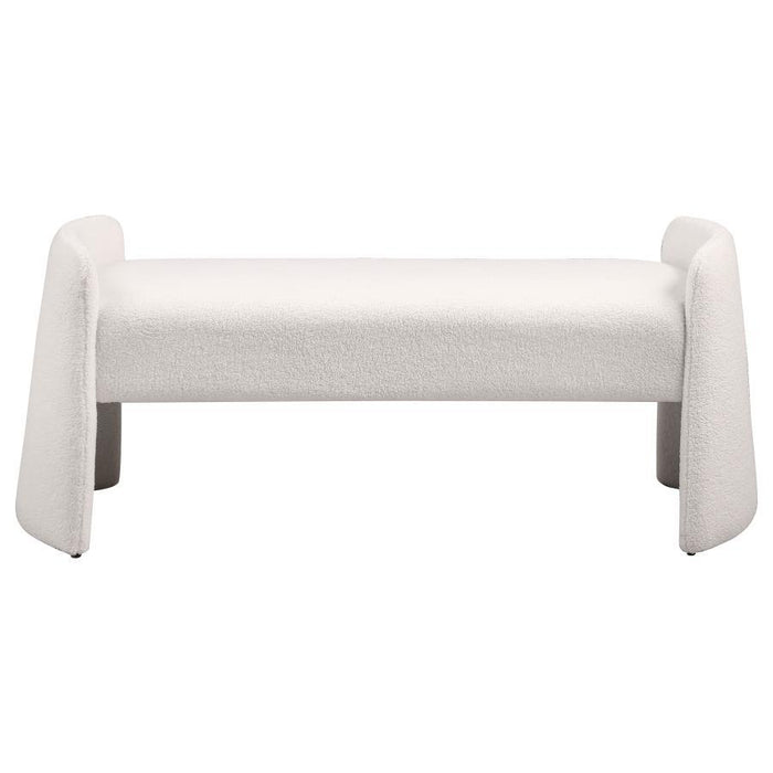 Peoria - Velvet Upholstered Accent Bench - Ivory - Simple Home Plus