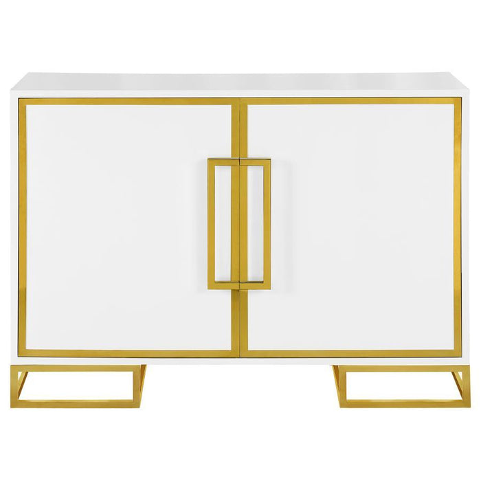 Elsa - 2 Door Wood Storage Accent Cabinet - White And Gold - Simple Home Plus