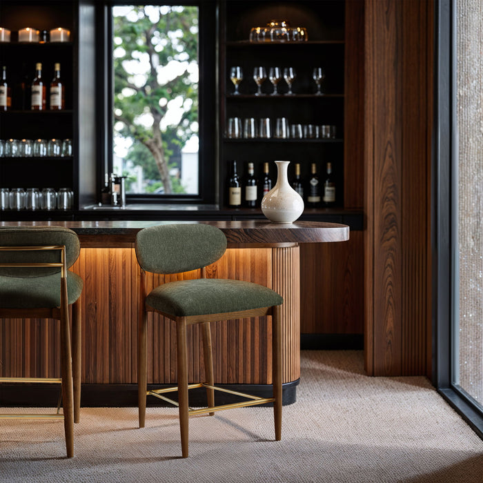 Riccio - Fabric Stool - Walnut Frame - Simple Home Plus