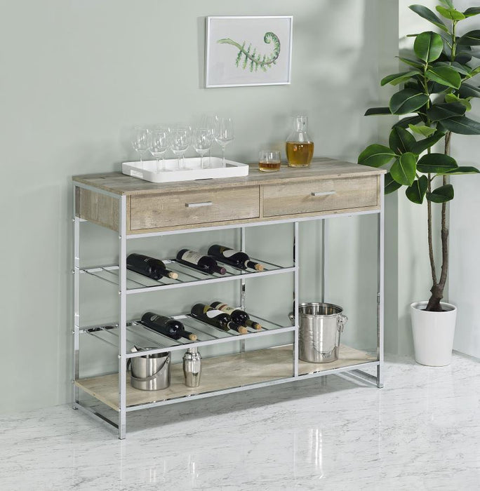 Melrose - 2-Drawer Home Bar Storage With Wine Rack Gray - Gray - Simple Home Plus