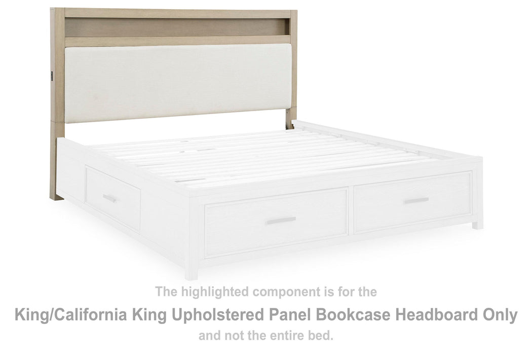 Calmoro - King/California King Upholstered Panel Bookcase Headboard - Gray - Simple Home Plus