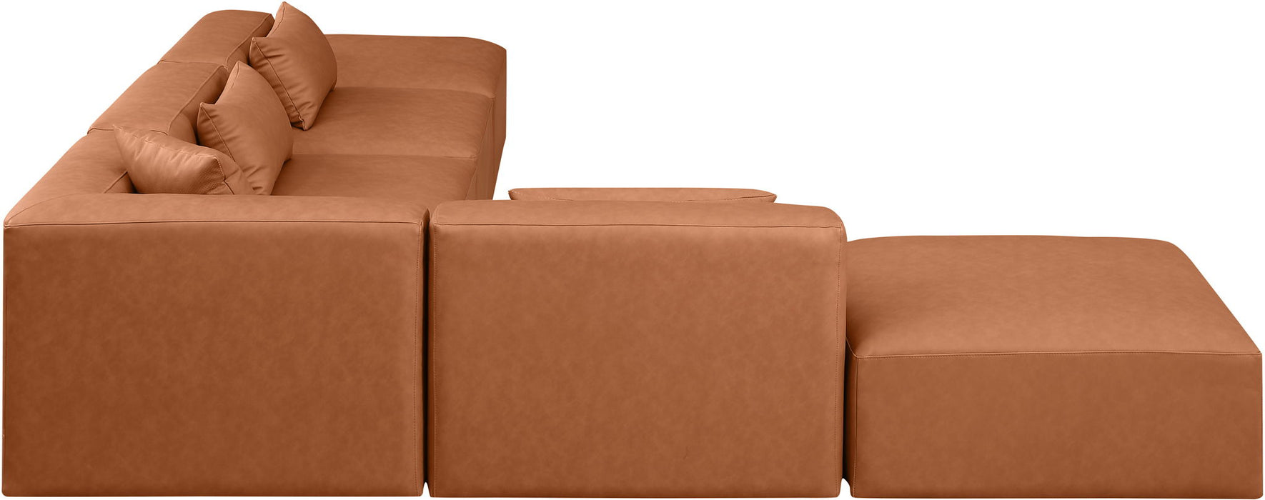 Cube - 6 Piece Modular Corner Armless Sectional - Cognac - Simple Home Plus