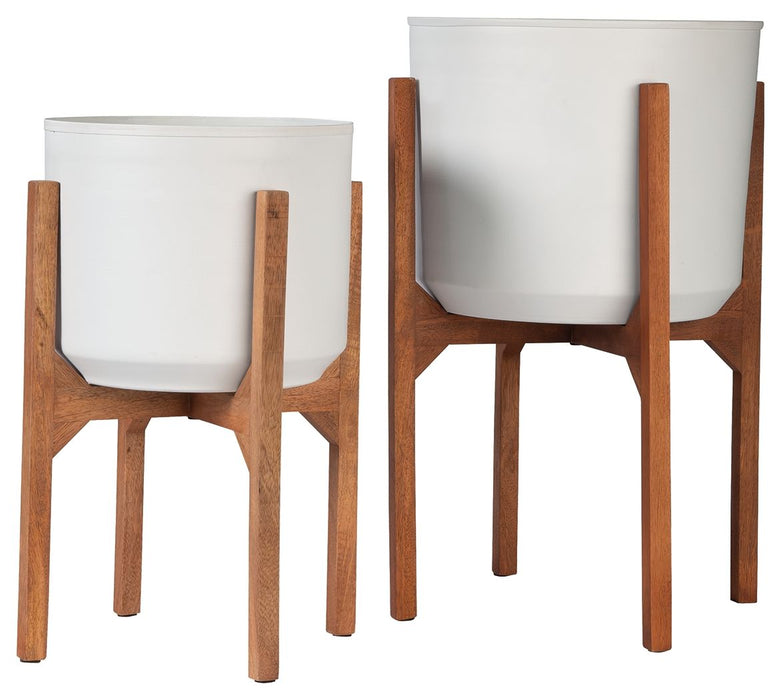Dorcey - White / Brown - Planter Set (Set of 2) - Simple Home Plus