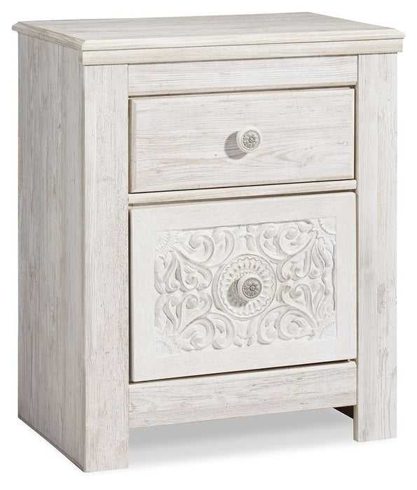 Paxberry - Two Drawer Night Stand - Whitewash - Simple Home Plus