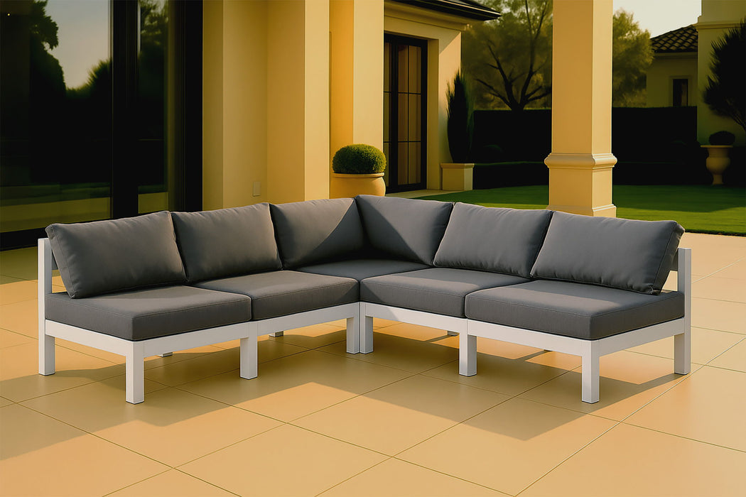 Nizuc - Outdoor Patio 5 Piece Modular Sectional With White Frame - Simple Home Plus