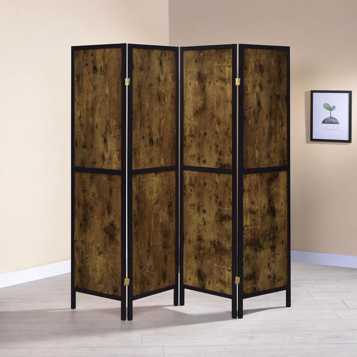 Deepika - 4-Panel Room Divider Folding Screen - Rustic Nutmeg - Simple Home Plus