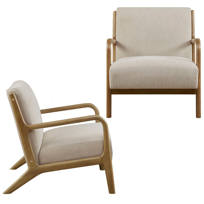 Novak - Mid-Century Modern Accent Armchair (Set of 2) - Cream - Simple Home Plus
