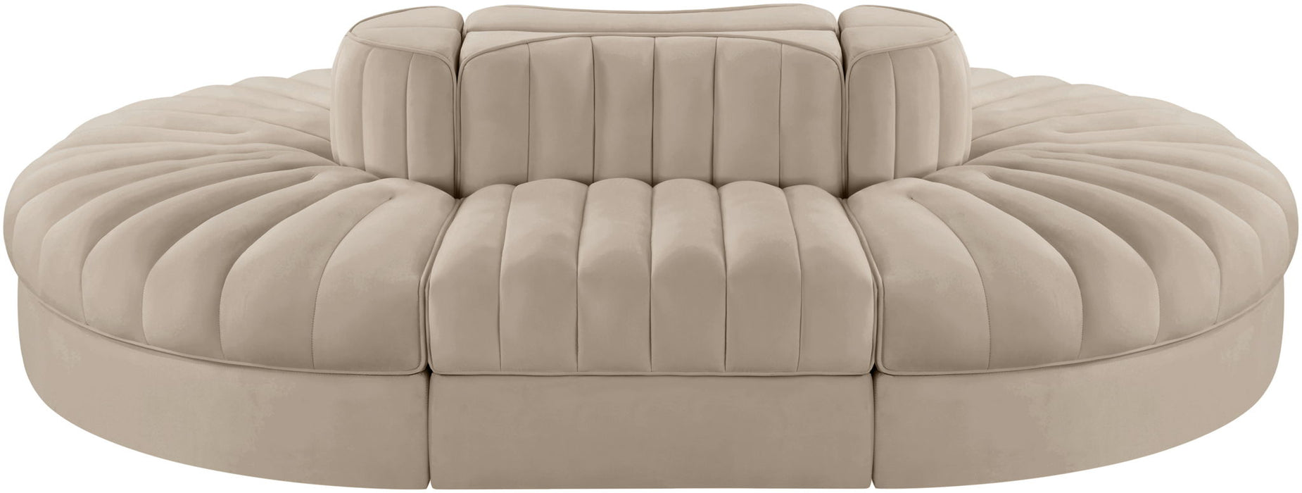 Rummi - Oval Velvet Performance Fabric Upholstered 6 Piece Modular Sectional - Simple Home Plus
