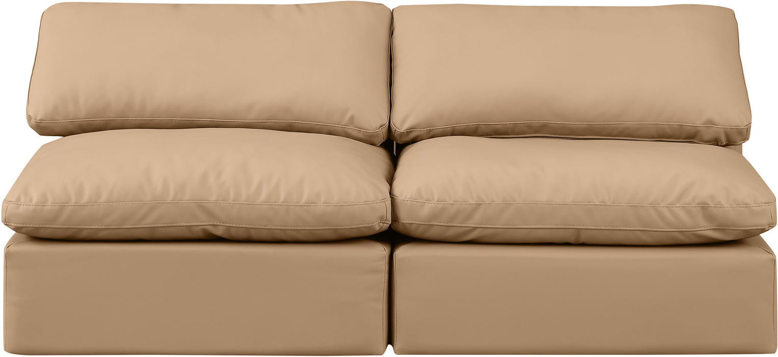 Indulge - Faux Leather 2 Piece Modular Armless Sofa - Tan - Simple Home Plus