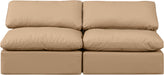 Indulge - Faux Leather 2 Piece Modular Armless Sofa - Tan - Simple Home Plus