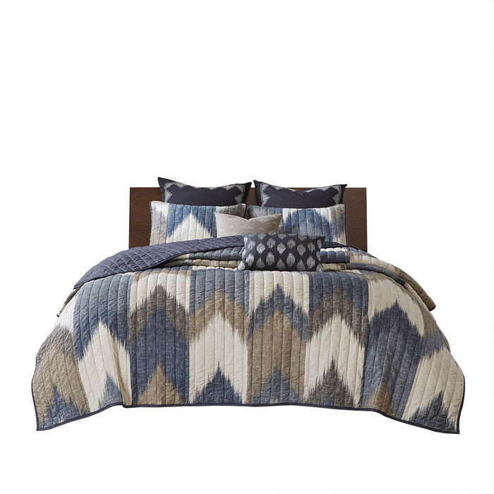 Alpine - King 3 Piece Printed Coverlet Set - Navy - Simple Home Plus