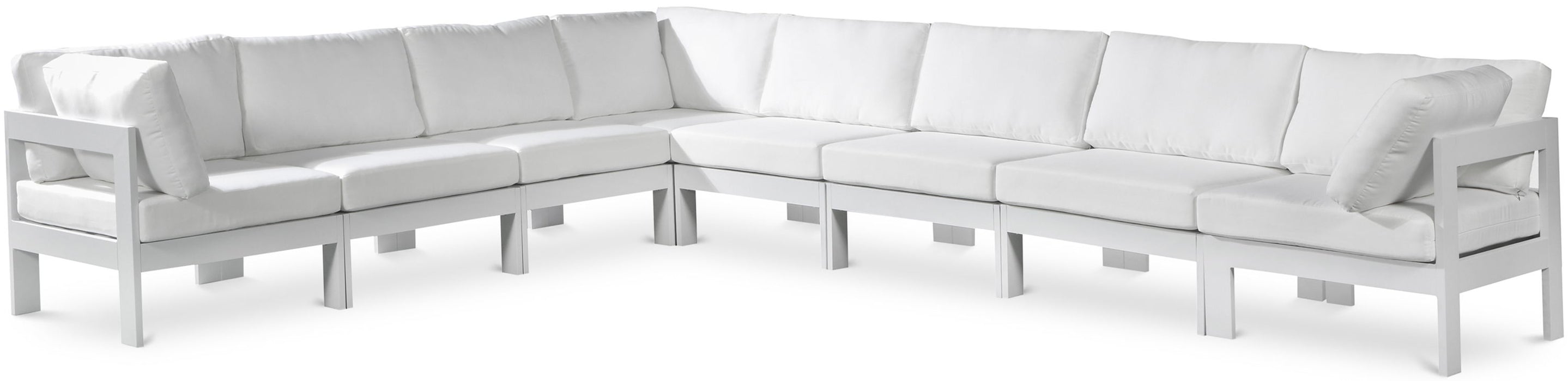 Nizuc - Outdoor Patio 8 Piece Modular Sectional With White Frame - Simple Home Plus