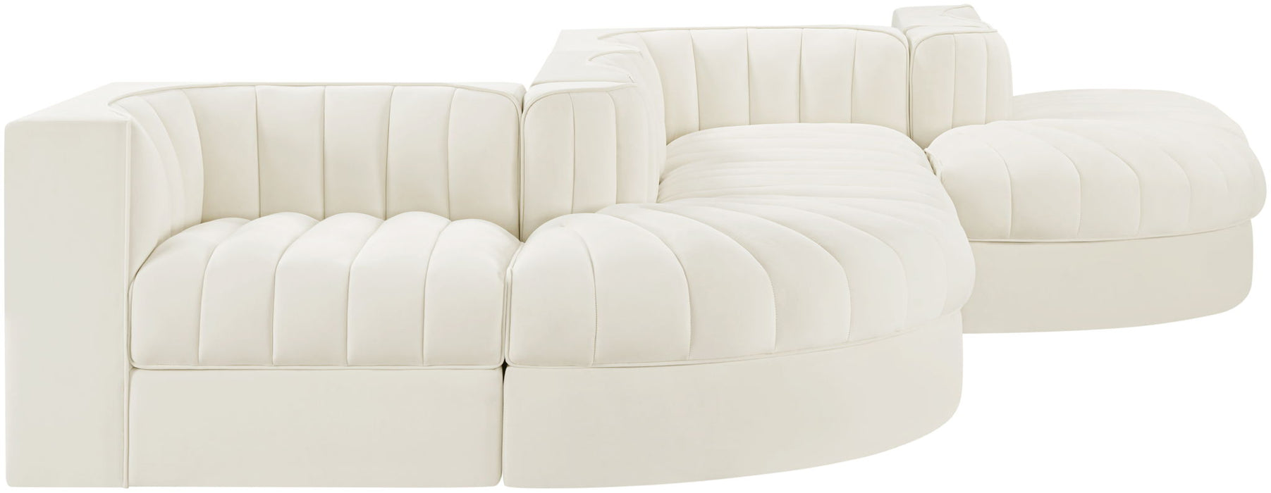Rummi - Rounded Velvet Performance Fabric Upholstered 6 Piece Modular Sectional - Simple Home Plus