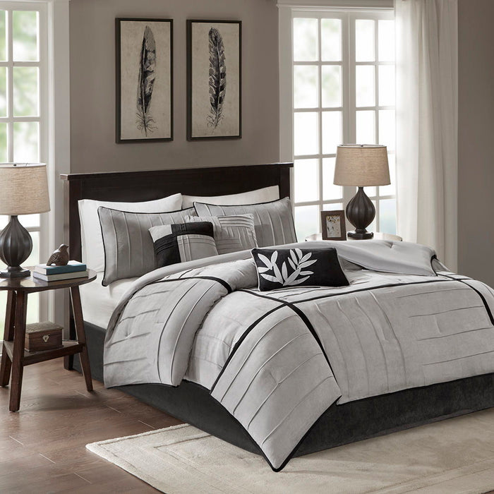 Dune - California King Piece Comforter (Set of 7) - Gray - Simple Home Plus