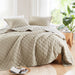 Carolina - 7 Piece Full/Queen Stripe Comforter And Quilt Set - Taupe - Simple Home Plus