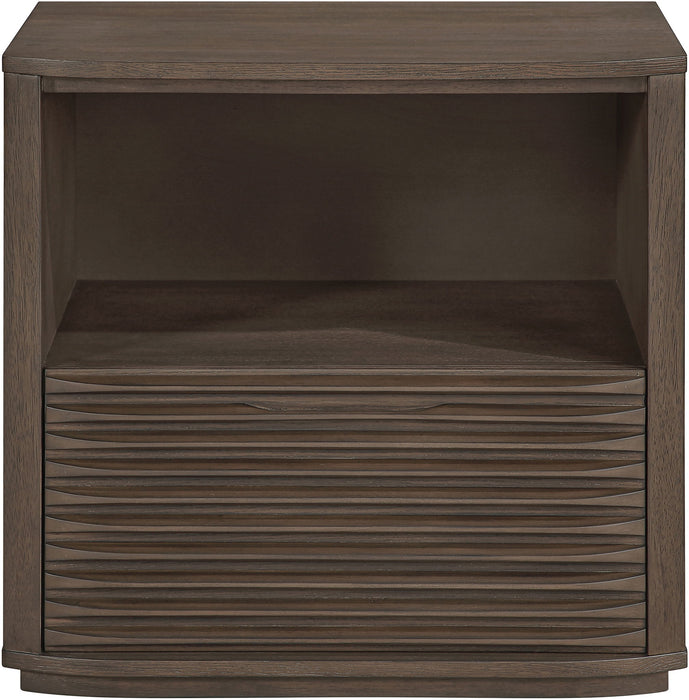 Morino - Oak Veneer And Solid Wood Nightstand - Brown
