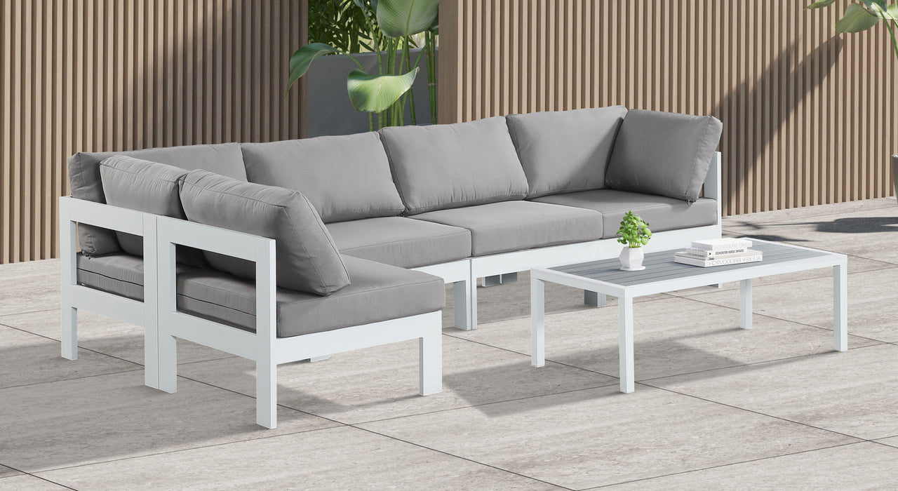 Nizuc - Outdoor Patio 5 Piece Modular Sectional With White Frame - Simple Home Plus