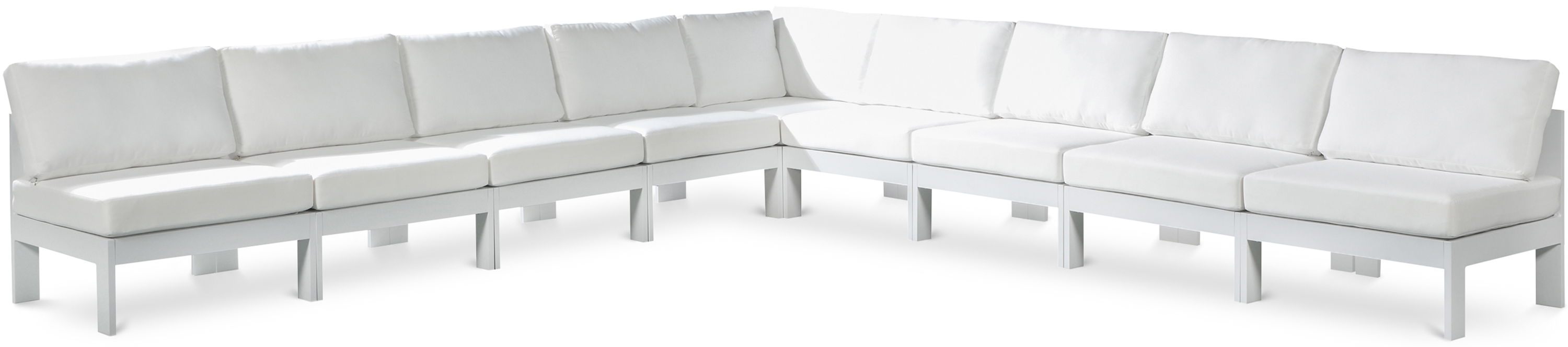 Nizuc - Outdoor Patio 9 Piece Modular Sectional With White Frame - Simple Home Plus