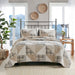 Olsen - 3 Piece King Oversized Cotton Quilt Set - Tan - Simple Home Plus