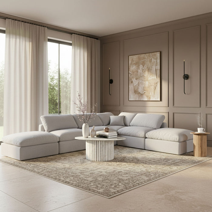 Indulge - Linen 6 Piece Modular Armless Sectional - Simple Home Plus