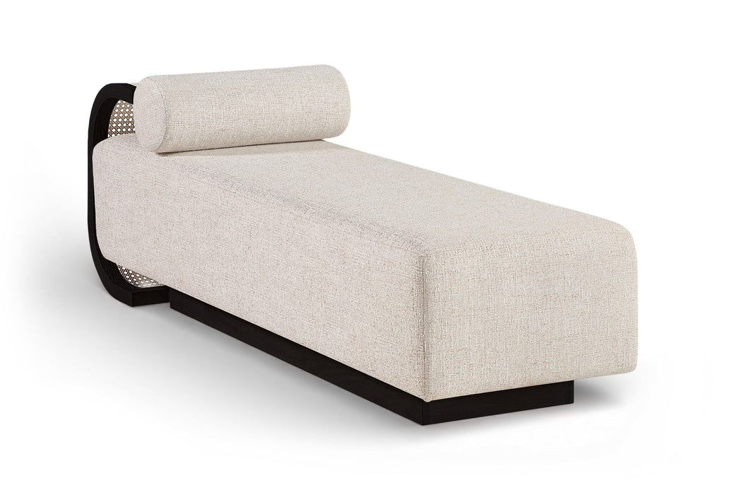 Zephyr - Linen Textured Fabric Upholstered Chaise - Painted Black Base - Simple Home Plus