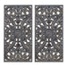 Botanical Panel - Carved Wall Decor (Set of 2) - Antique Blue - Simple Home Plus