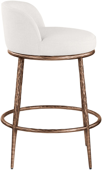 Ferro - Linen Textured Performance Fabric Upholstered Counter Stool - Cream / Brushed Bronze - Simple Home Plus