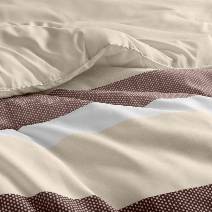 Blais - Twin Stripe Textured Print Comforter Set - Terracotta - Simple Home Plus