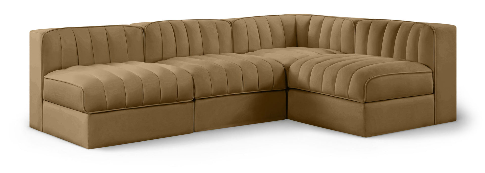 Rummi - Armless Velvet Performance Fabric Upholstered 4 Piece Modular Sectional - Simple Home Plus