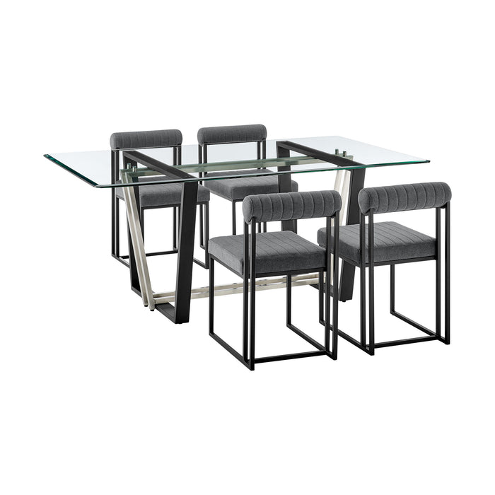 Kai Anastasia - Rectangular Glass Dining Table Set - Matte Black Base - Simple Home Plus